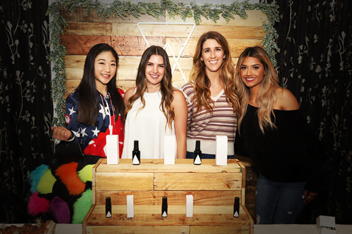 mg_magazine_Mirai_Nagasu_Hora_Skin_Care Mirai Nagasu 2018 Winter Olympics bronze medal winner, with Hora skin care CEO Samantha Czubiak and her team. mg Magazine March 2018. Photo by Sean Mangus