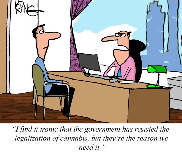 Jerry King cannabis cartoon irony mg Magazine mgretailer