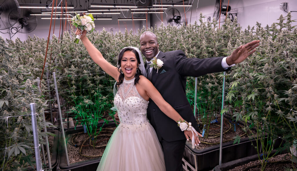Bride-and-groom-marry-through-Las-Vegas-Cannabis-Weddings-at-a-grow-house-photo-credit Anneli-Adolfsson