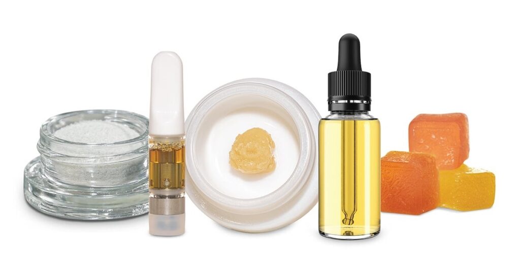 crystalline, vape oils, rosin, tinctures, and edibles made with cannabis extraction 